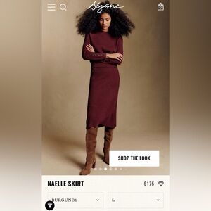 Sezane Naelle Burgandy Midi Skirt